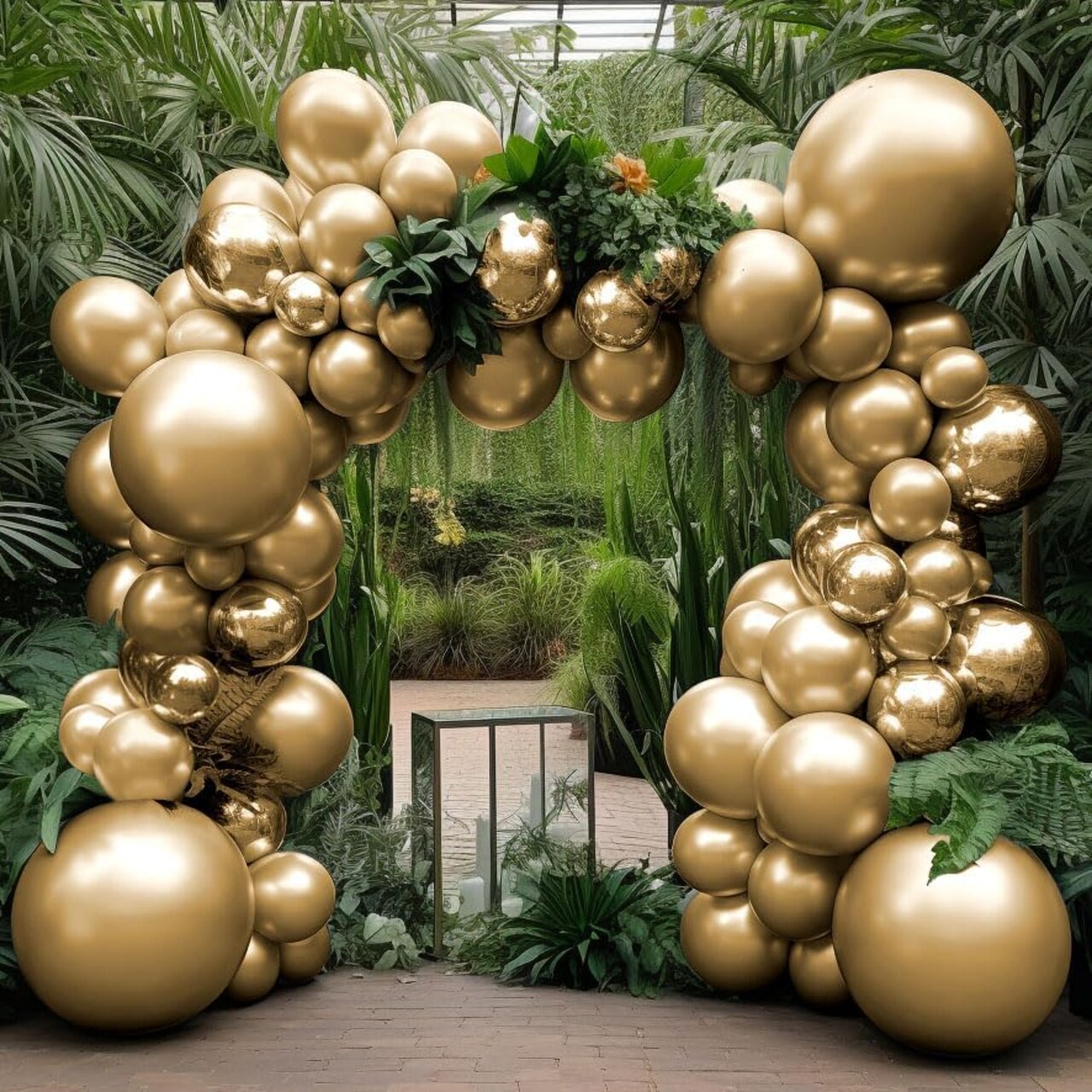 Gold Balloon Garland Kit – 18,12,10,5in Chrome Balloons with Tape & Ribbon for Parties